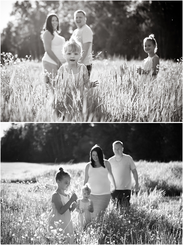 Maternity session with a family of 4 in Langley field. 